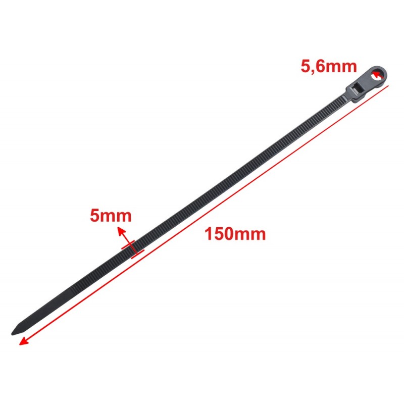 Set 100 x Colier de Plastic cu Cap Montabil, 5 x 150mm, Negru