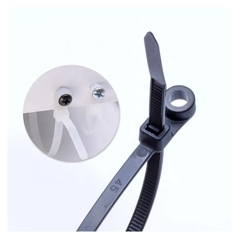 Set 100 x Colier de Plastic cu Cap Montabil, 5 x 200mm, Negru