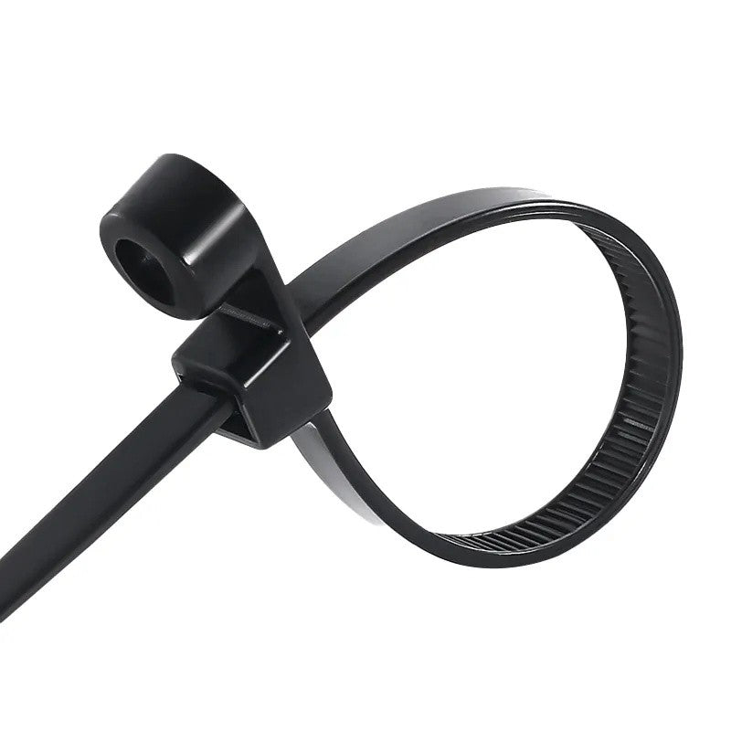 Set 100 x Colier de Plastic cu Cap Montabil, 5 x 200mm, Negru