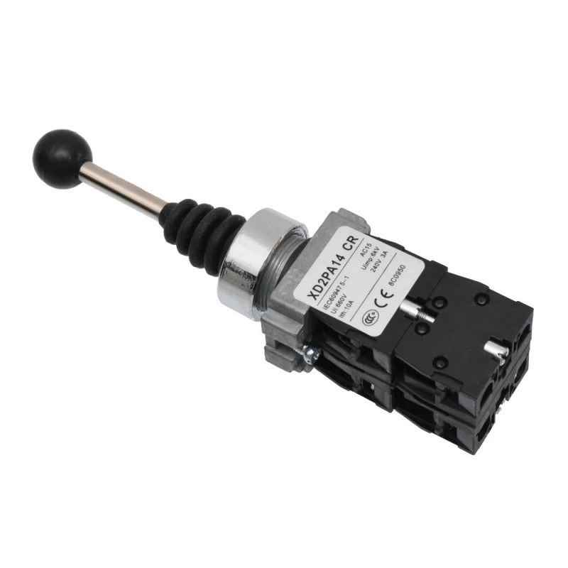 Controller cu Maneta 4 Pozitii cu Retinere, Tip Joystick, Diametru montaj 22mm, Metalic, 3A