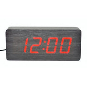 Ceas Digital Mare, Lemn Negru, LED Rosu