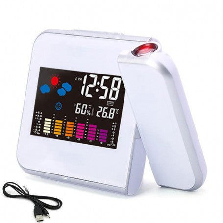 Ceas cu Proiectie si Display LCD, Alb
