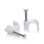 Set 100 x Cleme cu Cui, 6mm, Fixare cablu in perete, Alb