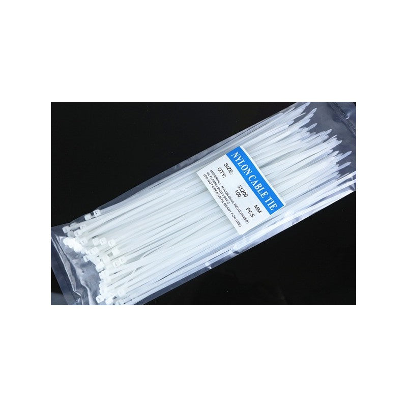 Set 100 x Colier Plastic, 2.5mm x 150mm, Alb