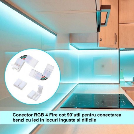 Conector Cot 90 Banda Led RGB, 4 Fire