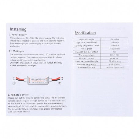 Controller Banda Led Monocolora RF Wireless
