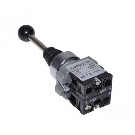 Controller cu Maneta 2 Pozitii cu Retinere, Tip Joystick, Diametru montaj 22mm, Metalic, 3A