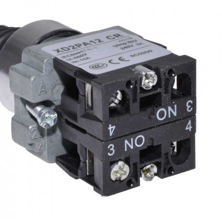 Controller cu Maneta 2 Pozitii cu Retinere, Tip Joystick, Diametru montaj 22mm, Metalic, 3A