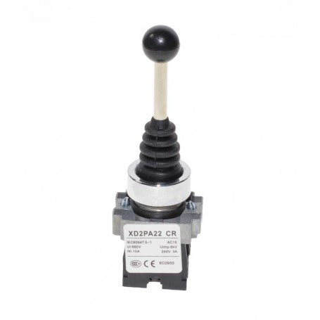 Controller cu Maneta 2 Pozitii cu Revenire, Tip Joystick, Diametru montaj 22mm, Metalic, 3A
