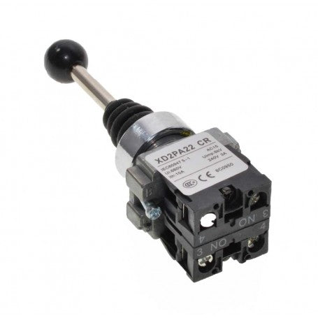Controller cu Maneta 2 Pozitii cu Revenire, Tip Joystick, Diametru montaj 22mm, Metalic, 3A