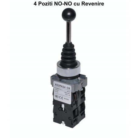 Controller cu Maneta 4 Pozitii cu Revenire, Tip Joystick, Diametru montaj 22mm, Metalic, 3A