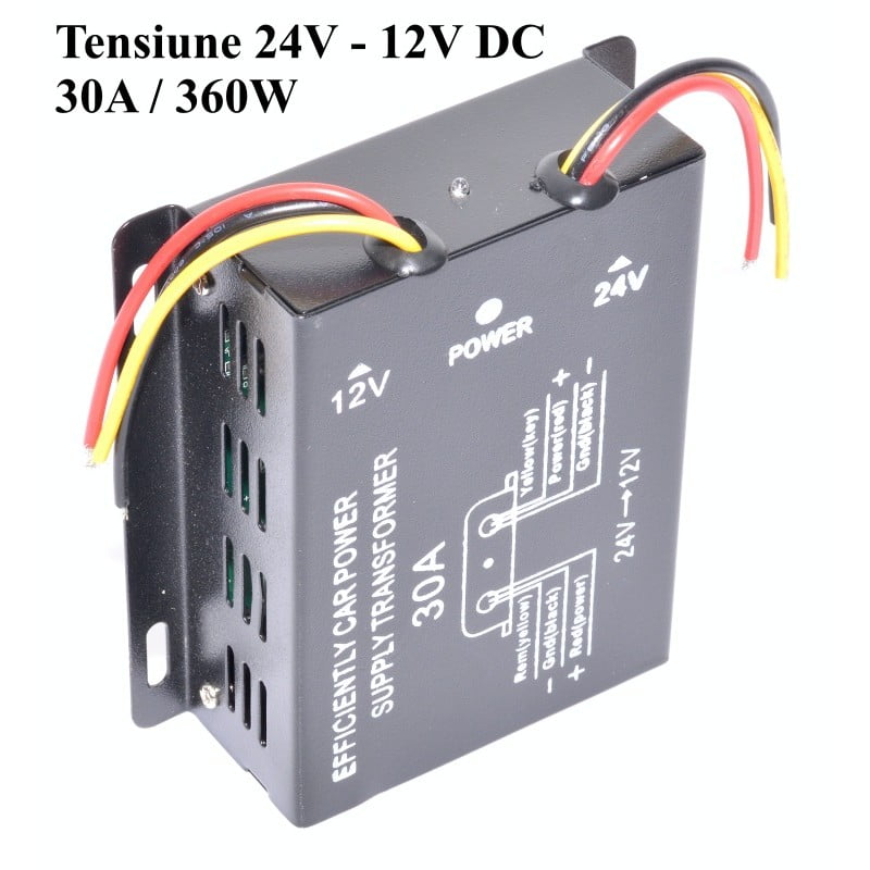Convertor Auto de Tensiune Pentru Curent 24V-12V DC, 30A