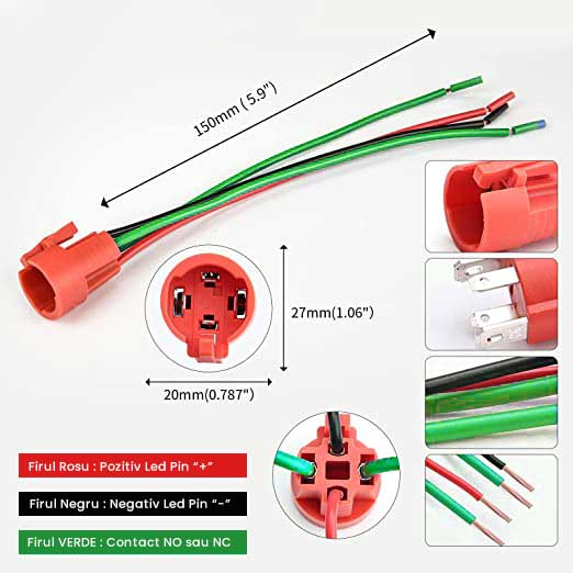 Buton Metalic Push 19mm cu REVENIRE, 220V-10A, Led Rosu, ElectroAZ