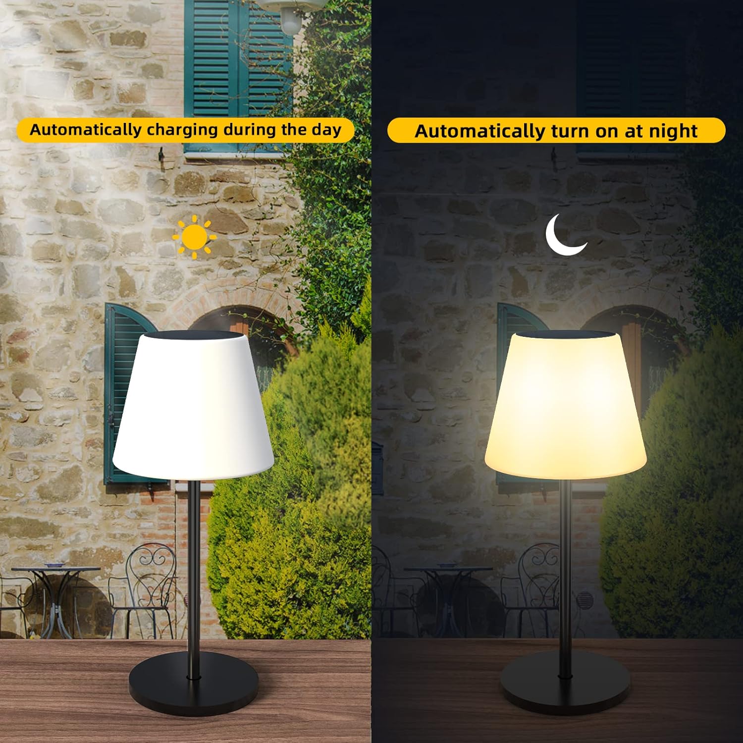 Lampa de Masă, Încărcare Solară și USB-C, Lumină Multicoloră RGBW, Telecomanda, ClassLights