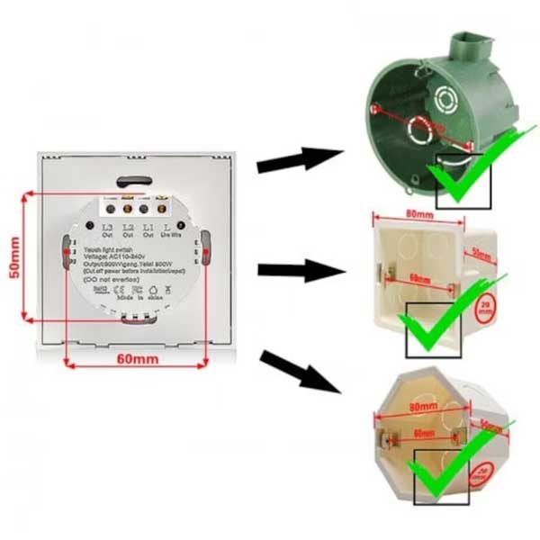 Intrerupator triplu touch Alb Classlights , Sticla Securizata, LED