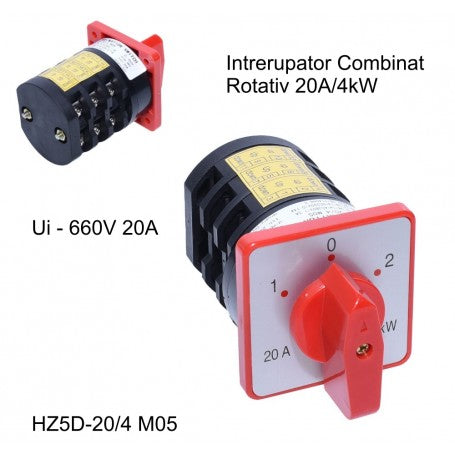 Intrerupator cu Came 1-0-2, 20A/4KW