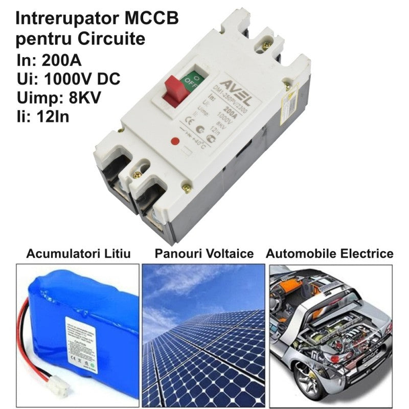 Intrerupator de Circuit Solar MCCB, 2P, Putere 125A, Tensiune 1000V DC