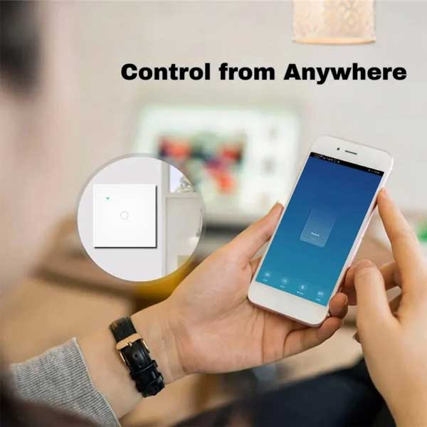 Intrerupator smart touch alb, WiFi, Sticla securizata, Classlights, 10A, Control vocal, Smart Life / Tuya, LED