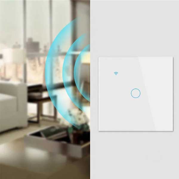 Intrerupator smart touch alb, WiFi, Sticla securizata, Classlights, 10A, Control vocal, Smart Life / Tuya, LED