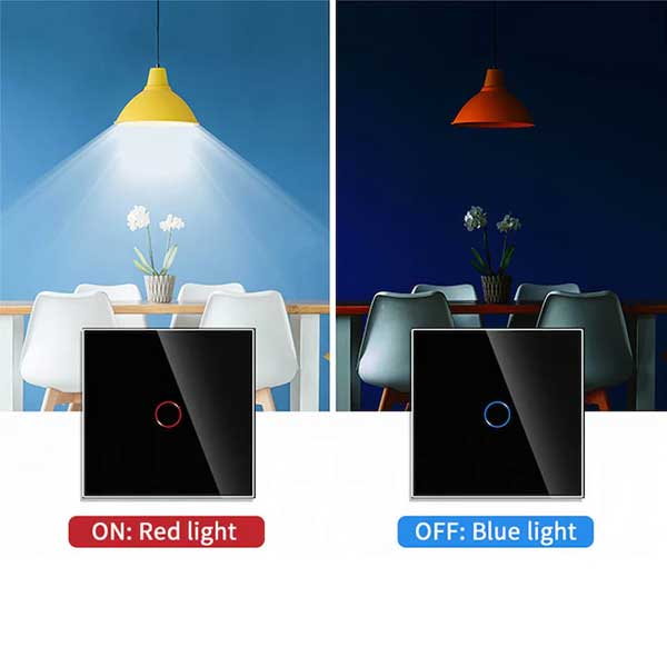 Intrerupator triplu touch Negru Classlights , Sticla Securizata, LED