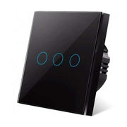 Intrerupator triplu touch Negru Classlights , Sticla Securizata, LED