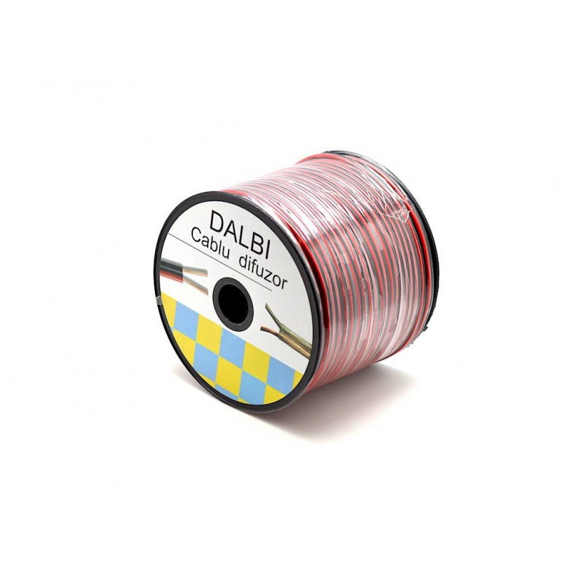 Cablu pentru Difuzoare Audio, Profesional, Bifilar, 2x0.35, Rola 100m, Rosu-Negru
