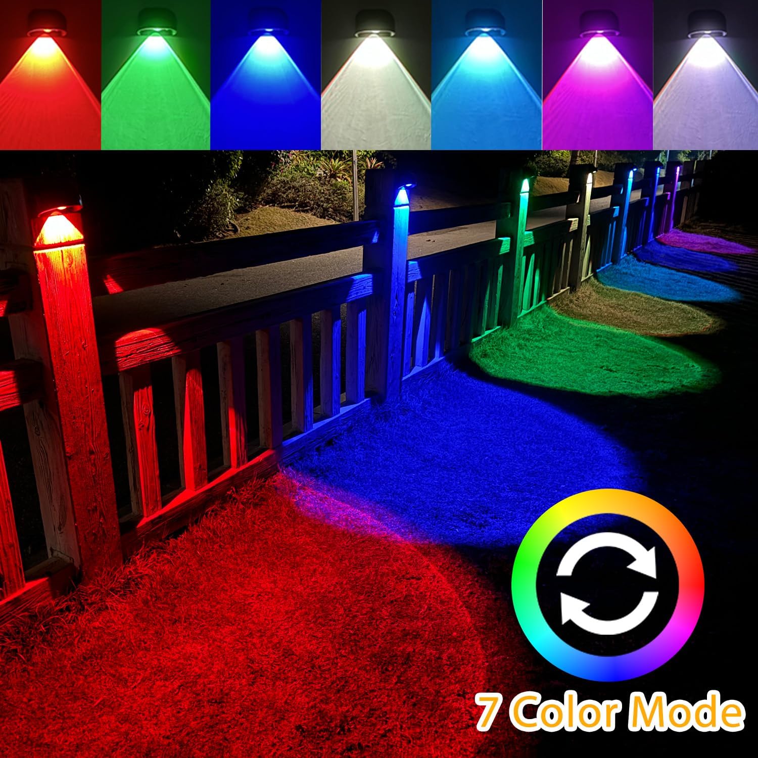 Set 4 Lămpi Solare de Perete pentru Exterior, Lumină Multicoloră RGBW, Classlights