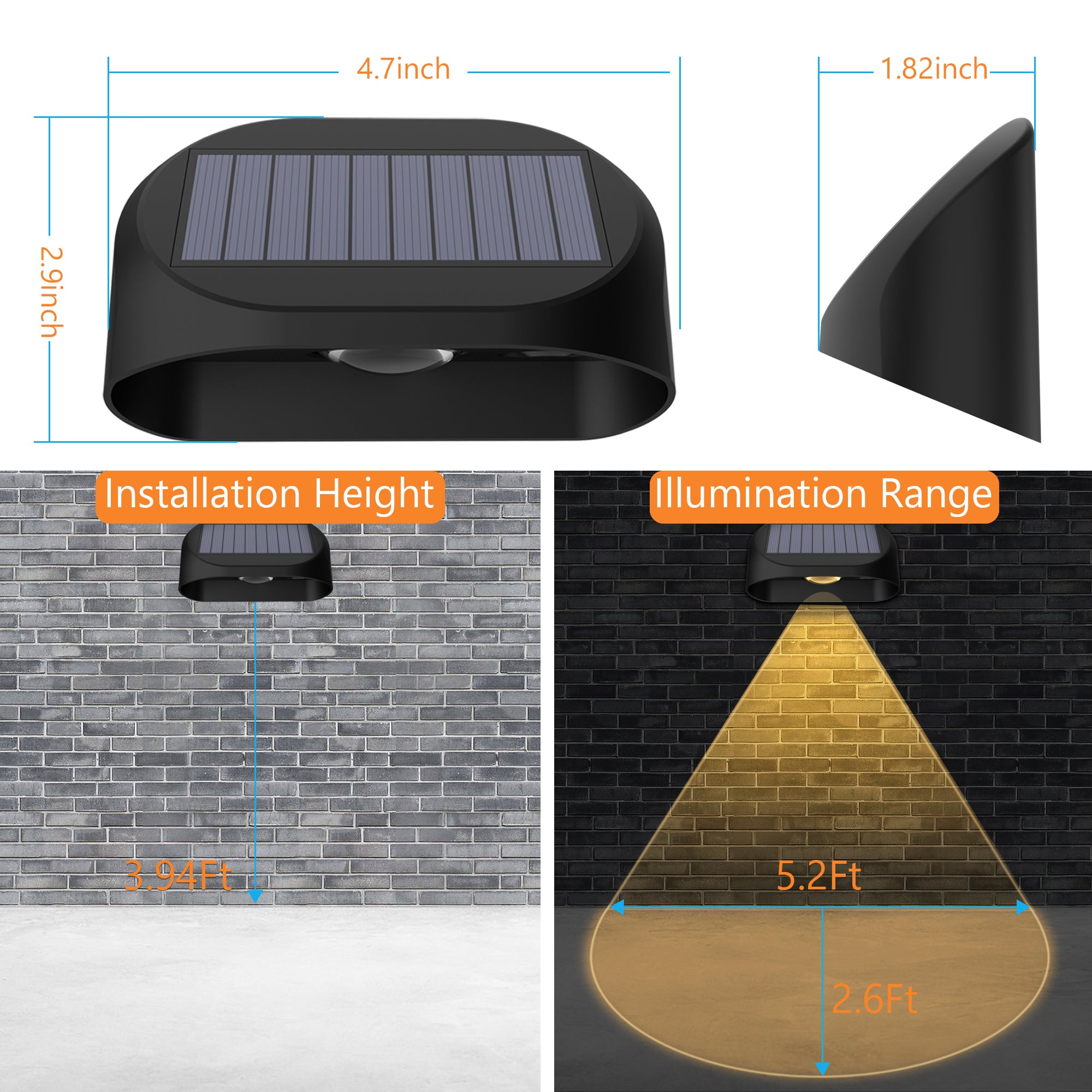 Set 4 Lămpi Solare de Perete pentru Exterior, Lumină Multicoloră RGBW, Classlights