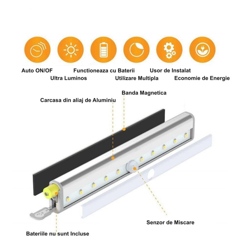 Lampa pentru Mobila cu 6 Leduri si Senzor Lumina