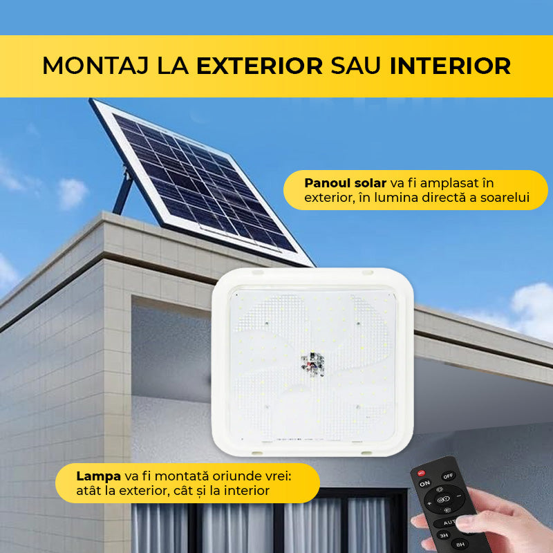 Aplică LED 100W cu Panou Solar, Interior/Exterior, Plafonieră Patrată, Lumină Rece/Caldă, ClassLights