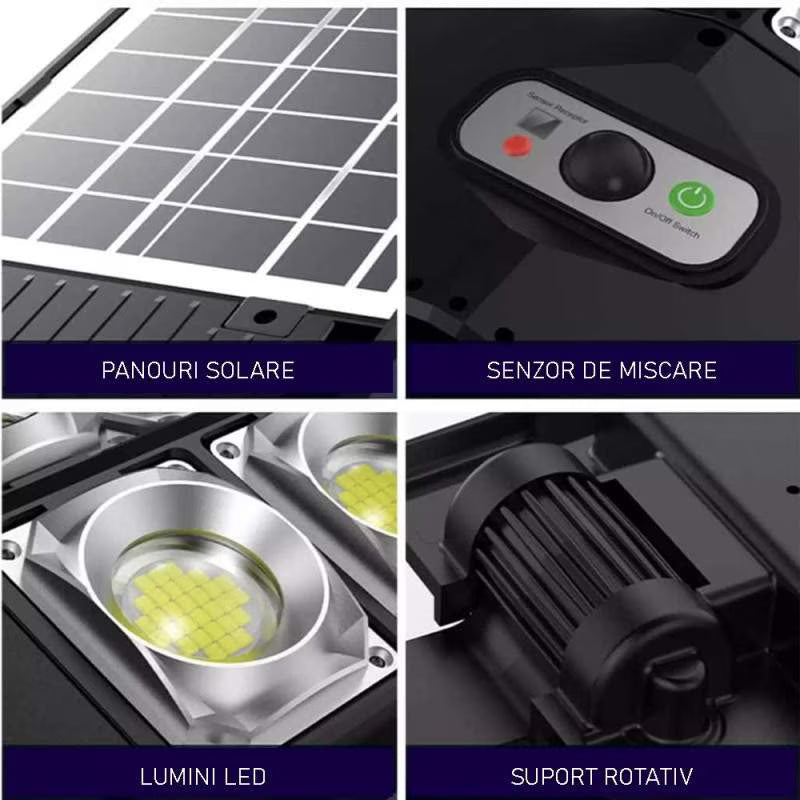 Lampa Solara Stradala LED 150W, Senzor Miscare, Telecomanda