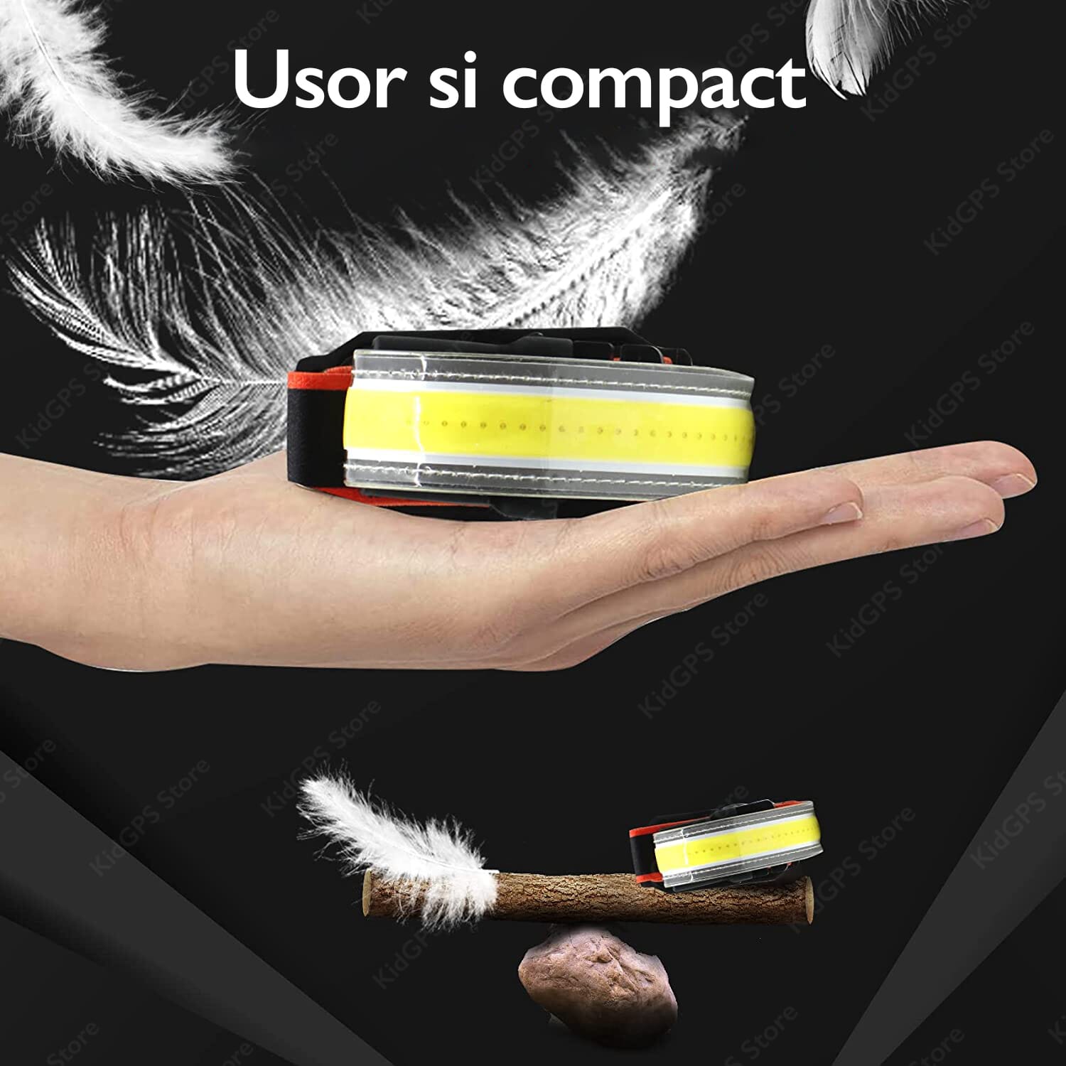 Lanterna de Cap, LED COB Reincarcabila USB, Senzor Miscare si Rezistenta la Apa IPX5