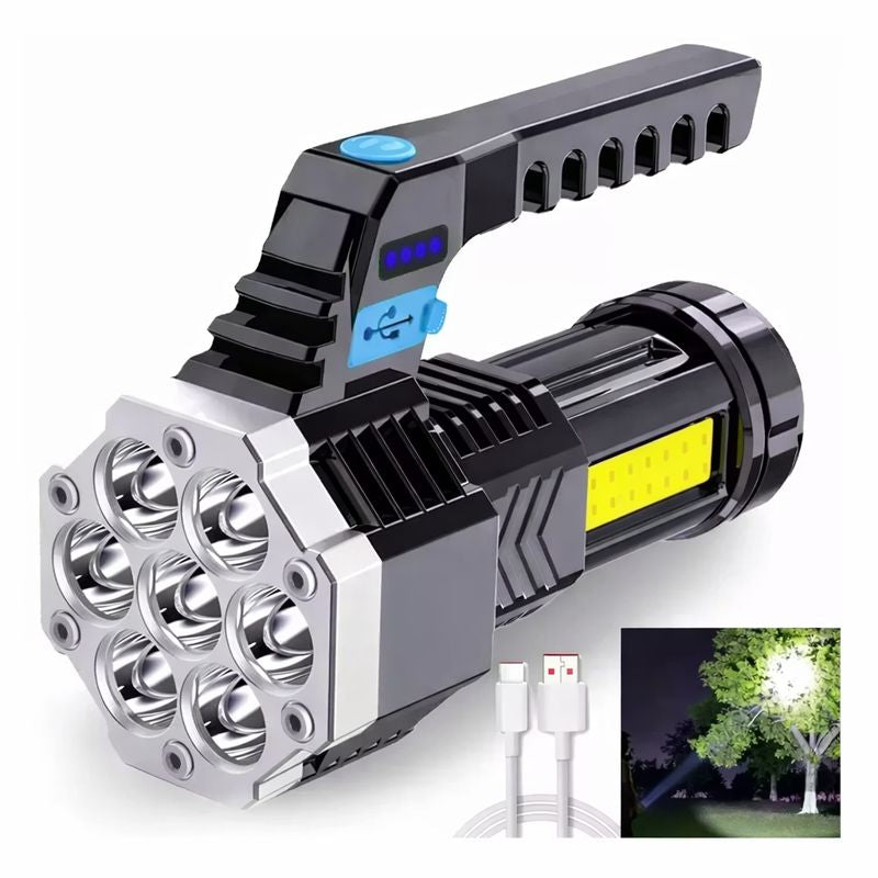Lanternă LED Reîncărcabilă USB - 9 LED-uri Puternice, 4 Moduri Iluminare, 2400mAh