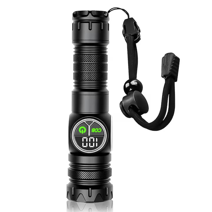 Lanterna Tactica Profesionala LED XHP, 6000 Lumeni, Zoom Telescopic, Acumulator Inclus, Magnet de Fixare