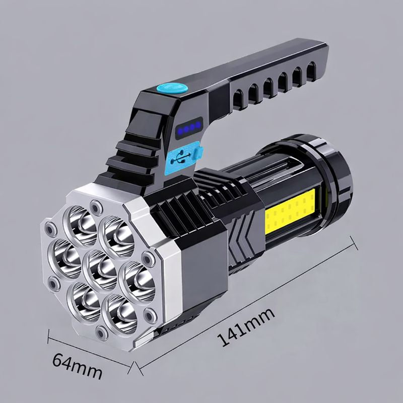 Lanternă LED Reîncărcabilă USB - 9 LED-uri Puternice, 4 Moduri Iluminare, 2400mAh