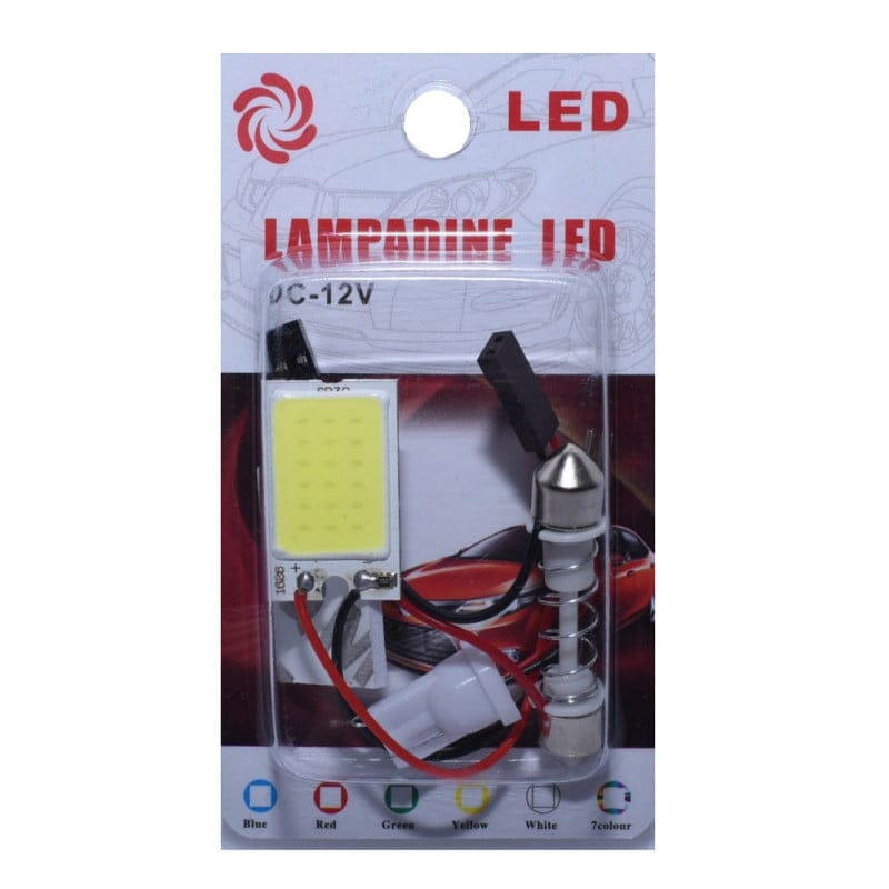 LED Auto COB Plafoniera, 36 Led, Lumina Alb-Rece, Adaptor Feston/T10, 6W