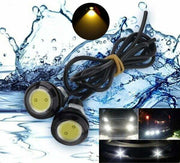 Leduri Auto Waterproof cu fir, Diametru 23mm, 12V, Putere 9W, Set 2 Buc, Galben