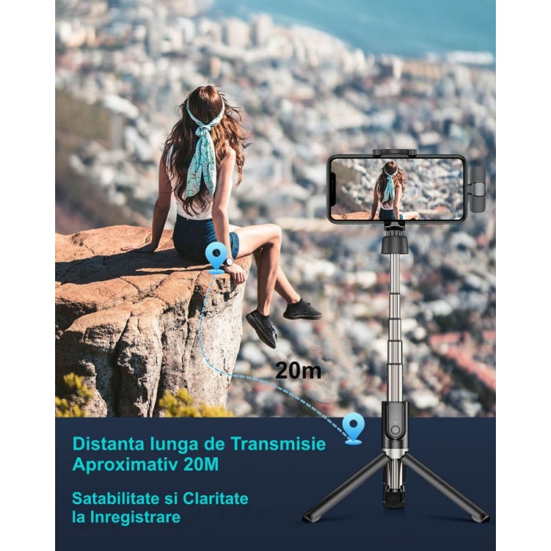 Microfon Vlogging, Wireless, Acumulator 65mAh, Lavariera, Type-C