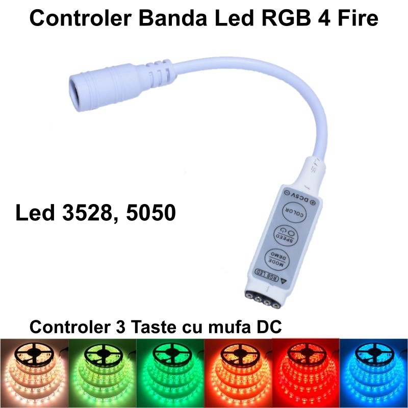 Mini-Controller Banda Led RGB, Mufa DC
