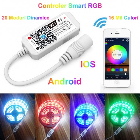 Mini-Controller LED RGB cu Wi-Fi 5-24V
