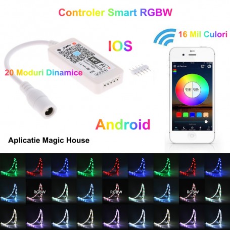 Mini-Controller LED RGBW cu Wi-Fi 5-24V