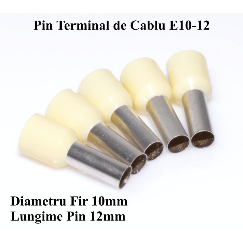 Pin Terminal Pentru Cablu E10-12 Crem , 100Buc/Set
