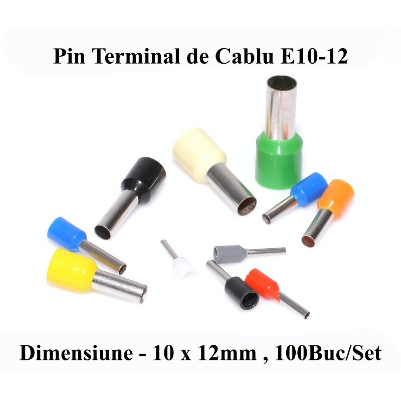 Pin Terminal Pentru Cablu E10-12 Crem , 100Buc/Set