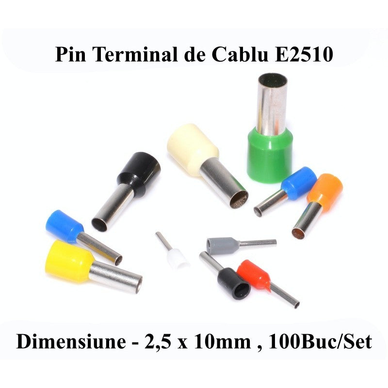 Pin Terminal Pentru Cablu E2510 Albastru , 100Buc/Set