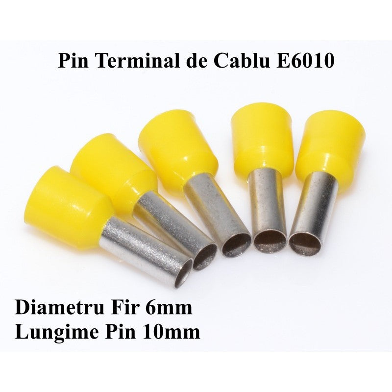 Pin Terminal Pentru Cablu E6010 Galben , 100Buc/Set