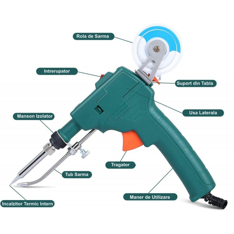 Pistol de Lipit Automat cu Fludor, 40W-80W, GT10