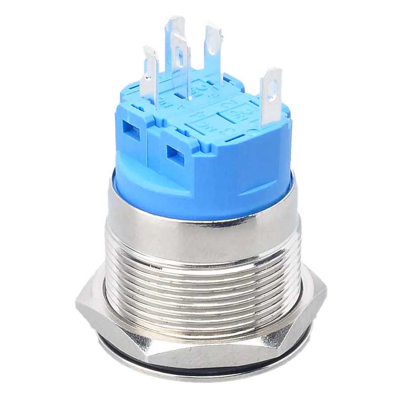 Buton Push 22mm cu Retinere, 12-24V, Led Rosu, Mufa inclusa, ElectroAZ