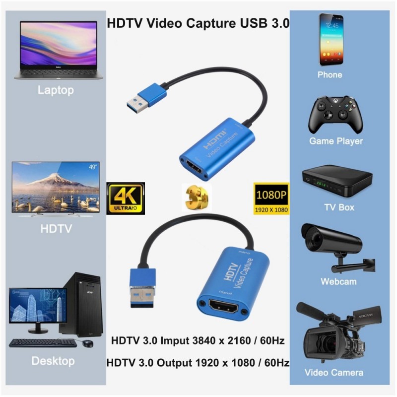 Placa Video Captura Hdmi - USB 3.0, HDTV