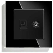 Priza TV + Internet RJ45, Cat6, Rama sticla securizata, Classlights, Negru