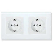 Priza dubla cu rama din sticla securizata Classlights, 16A, Alb